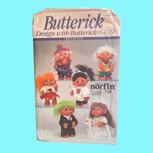 Vtg Norfin Troll Doll Clothes Butterick Pattern #6439 Bride Groom 6 Outfits - Picture 1 of 13